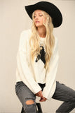 WHITE CABLE KNIT STAR SWEATER