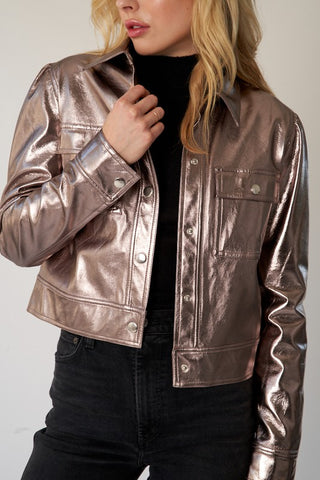 ROSE GOLD METALLIC TRUCKER JACKET