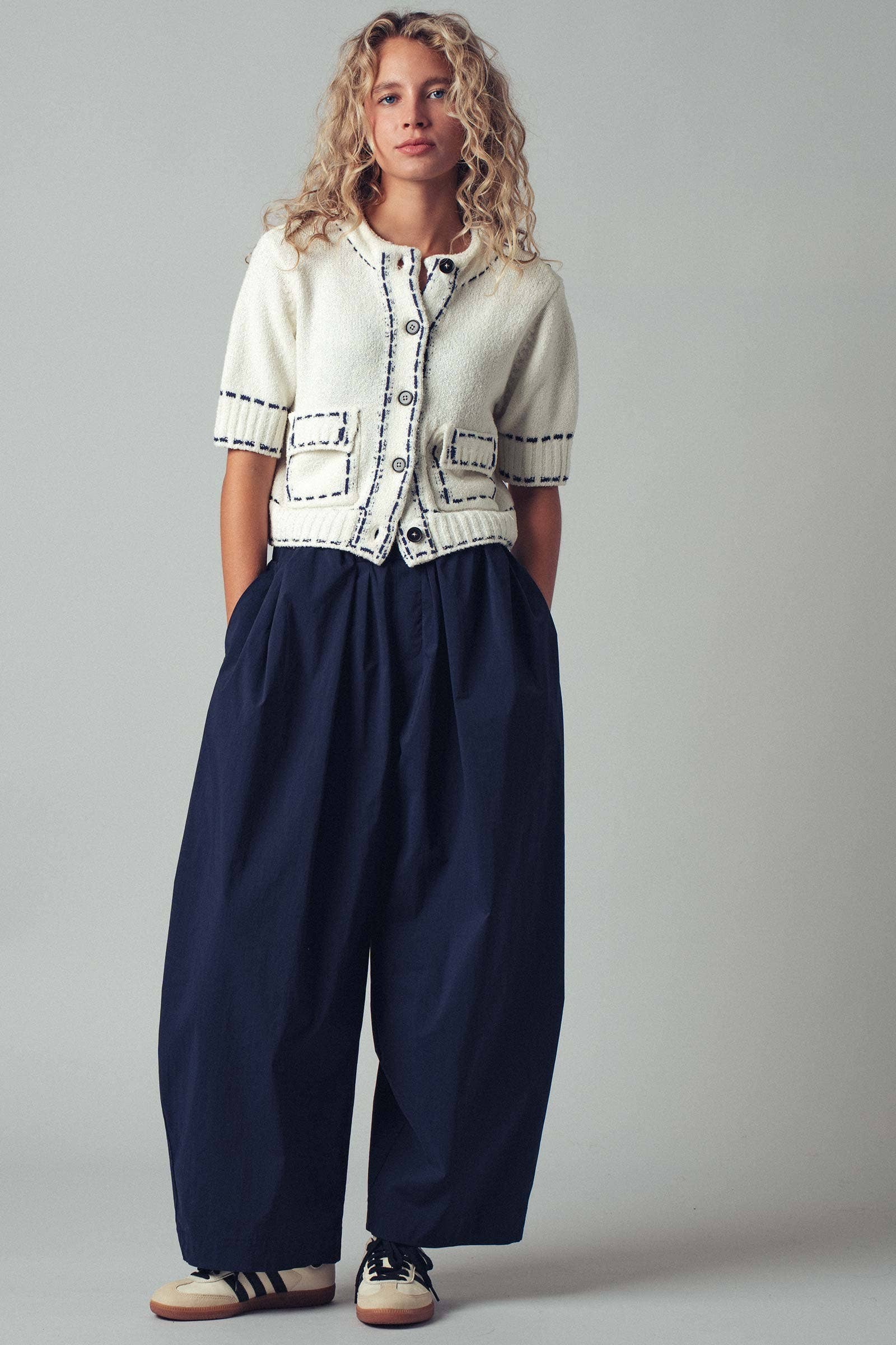 Stunning Short Sleeve Button Waist Crop Cardigan