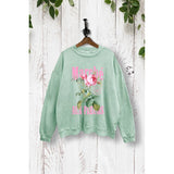 "FLOWER MARKET" MINT FRENCH GRAPHIC MINERAL WASH SWEATSHIRT