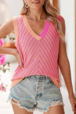 Pink Abstract Stripe Knit Shell