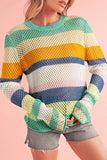 Colorblock Striped Hollow Knitted Top (Color Options)