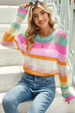 Colorblock Striped Hollow Knitted Top (Color Options)