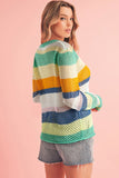 Colorblock Striped Hollow Knitted Top (Color Options)