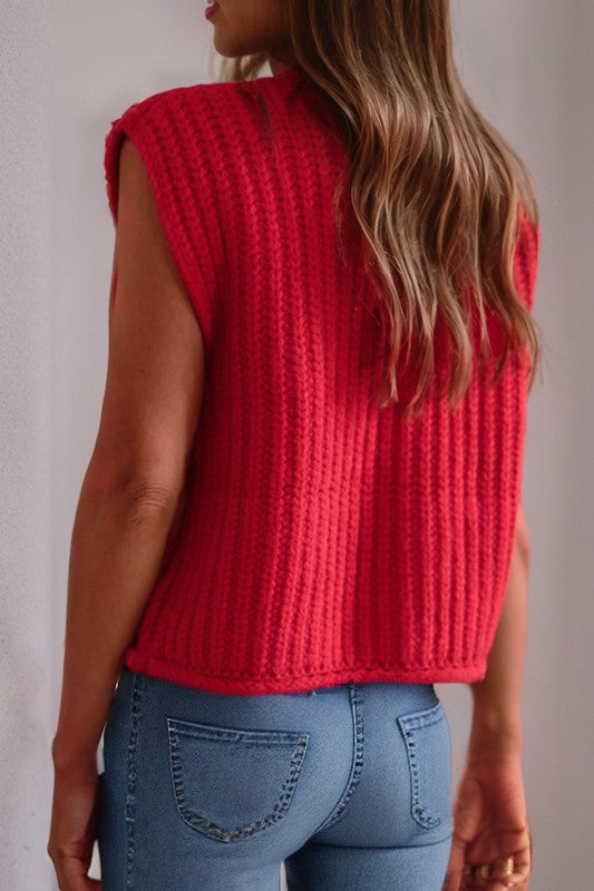 SPRING Textured Knit Buttoned Sweater Vest (Color Options)