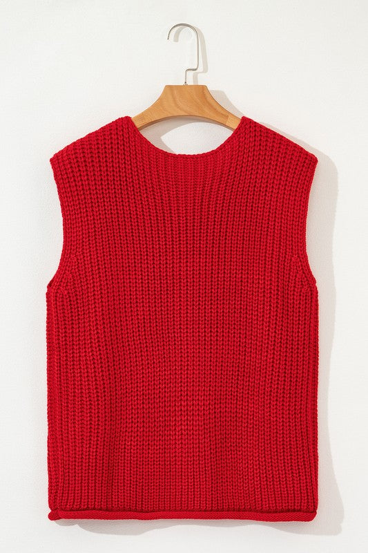 SPRING Textured Knit Buttoned Sweater Vest (Color Options)