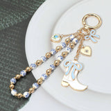 Cowboy Boot Heart Beaded Keychain / Bag Charm