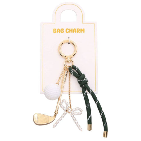 GOLF PEARL BEADED BAG CHARM KEYCHAIN