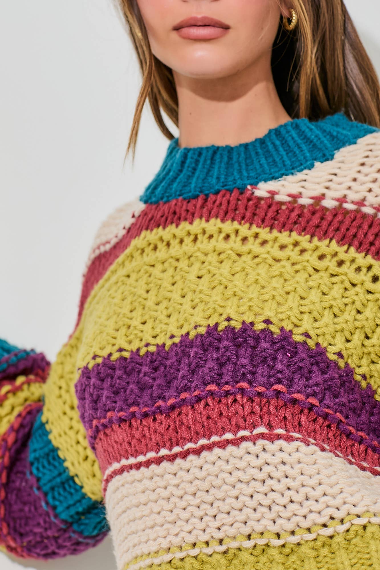 COLORBLOCK CABLE KNIT SWEATER (Color Options)