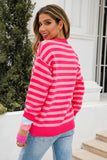 Angel Wings Warm Spice Striped Round Neck Sweater (Color Options)