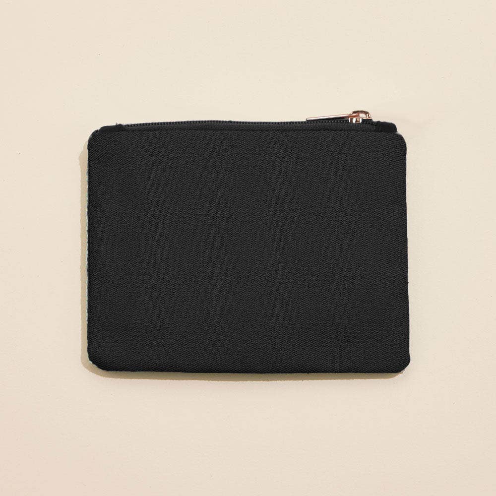 QUEEN Beaded Black Mini Pouch Cosmetic Bag