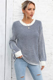 STRIPE LONG SLEEVE KNIT TOP ( Color Options)