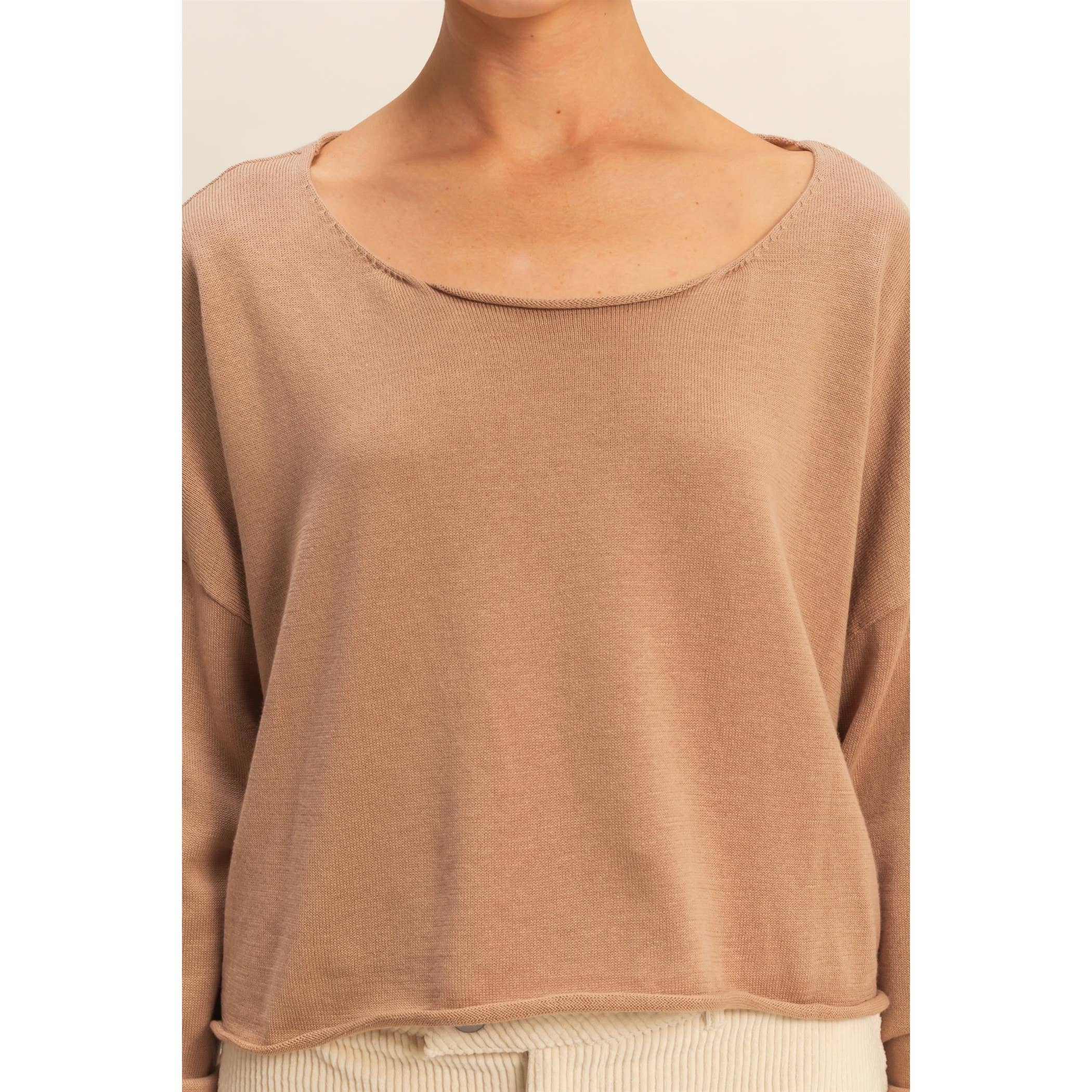 Wide Neck Drop Shoulder Relaxed Fit Sweater