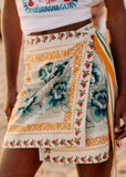 Vacation Print Asymmetrical Beach Mini Skirt