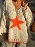 Star V-Neck Oversize Sweater (Color Options)