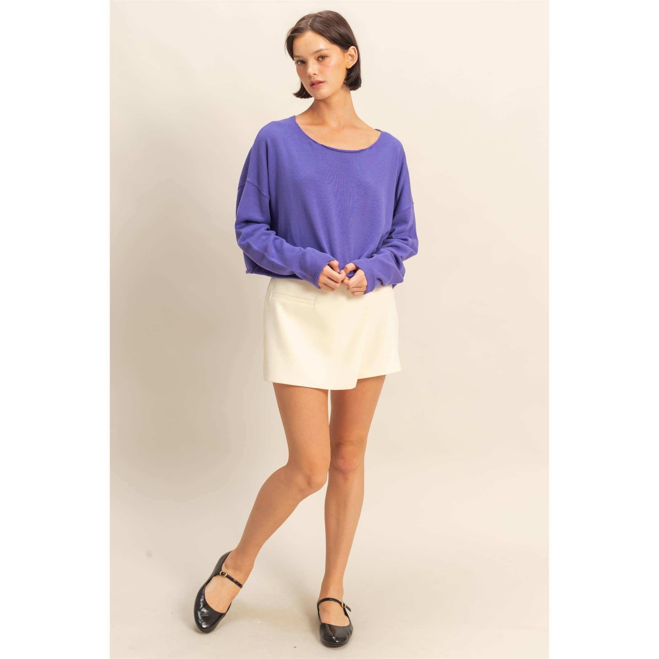 Wide Neck Drop Shoulder Relaxed Fit Sweater