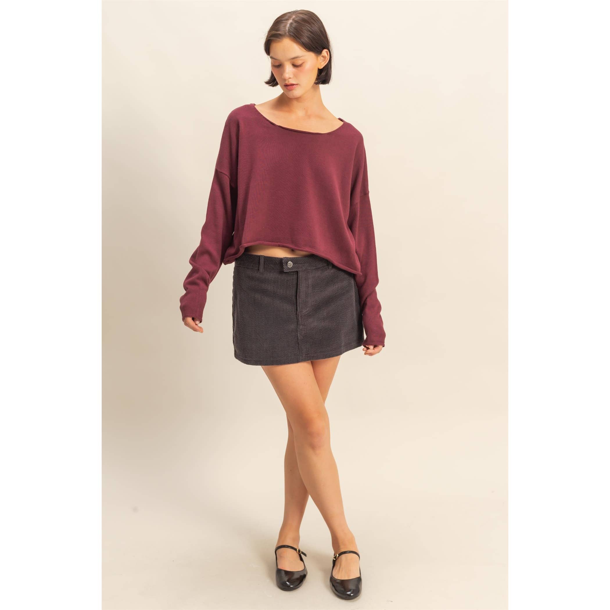 Wide Neck Drop Shoulder Relaxed Fit Sweater
