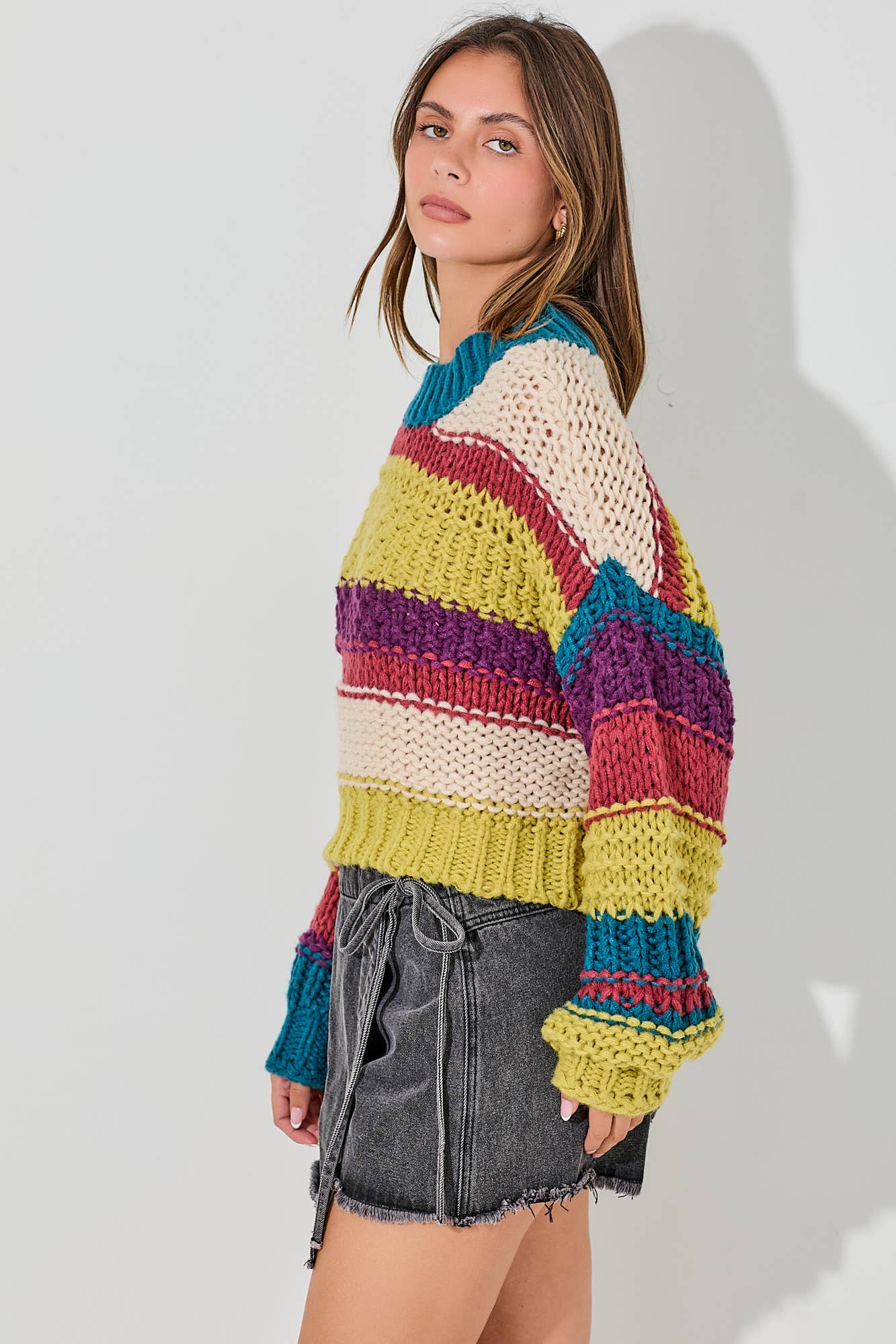 COLORBLOCK CABLE KNIT SWEATER (Color Options)