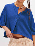 Sweetkama - Ladies Solid Color Midi Sleeves Knitted Cardigan