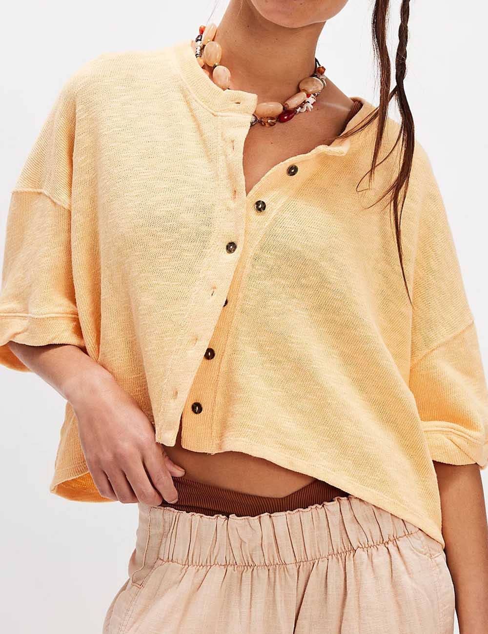 Sweetkama - Ladies Solid Color Midi Sleeves Knitted Cardigan