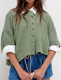 Sweetkama - Ladies Solid Color Midi Sleeves Knitted Cardigan