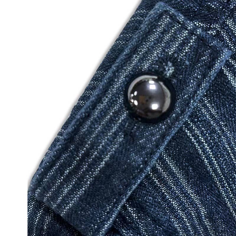 Fabulous  Vintage Vibe Striped Denim Jacket DROPS OCT 10