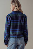 Fashion Week - FLEECE PLAID PRINT JACKET: BLACK WHITE