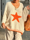 Star V-Neck Oversize Sweater (Color Options)