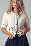 Stunning Short Sleeve Button Waist Crop Cardigan
