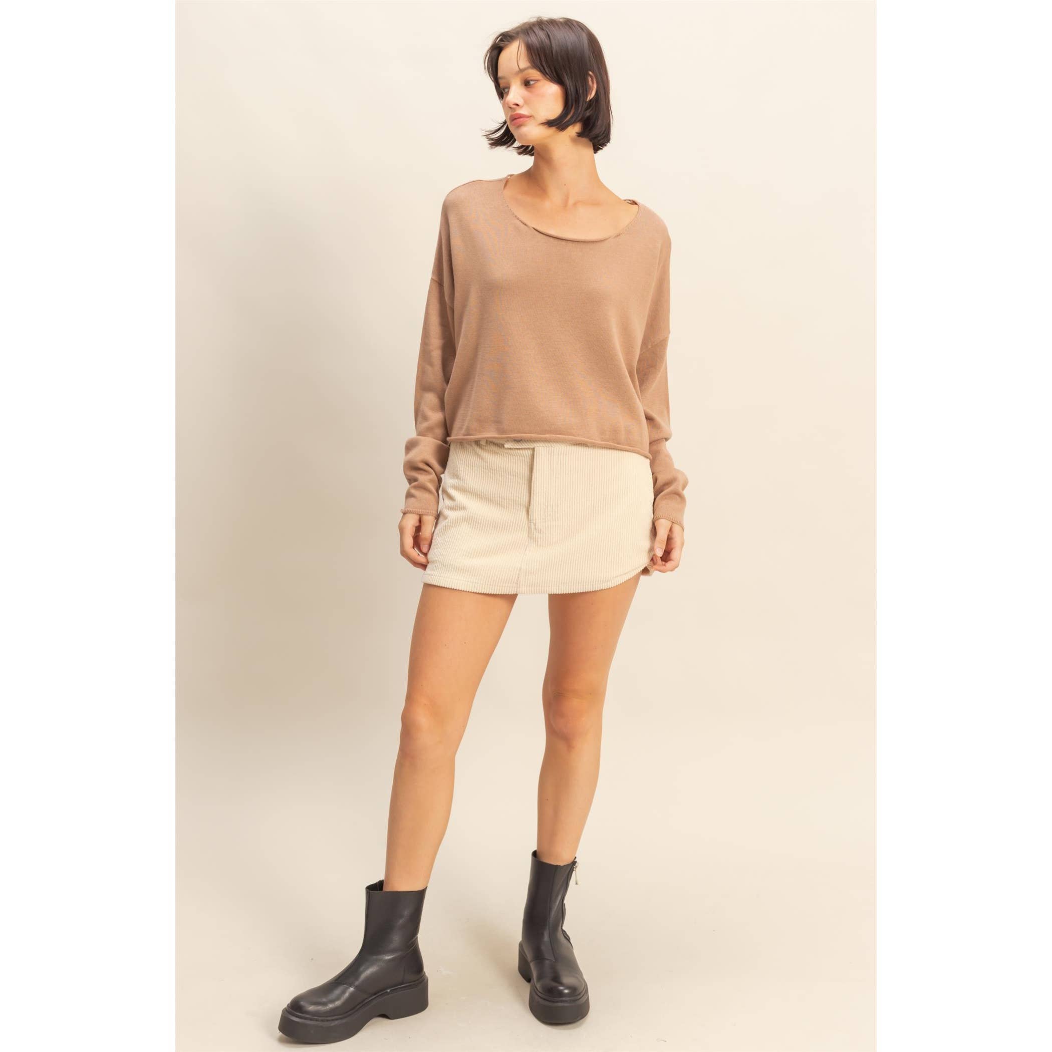 Wide Neck Drop Shoulder Relaxed Fit Sweater