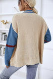 Contrast Button Up Dropped Shoulder Cardigan (Color Options)