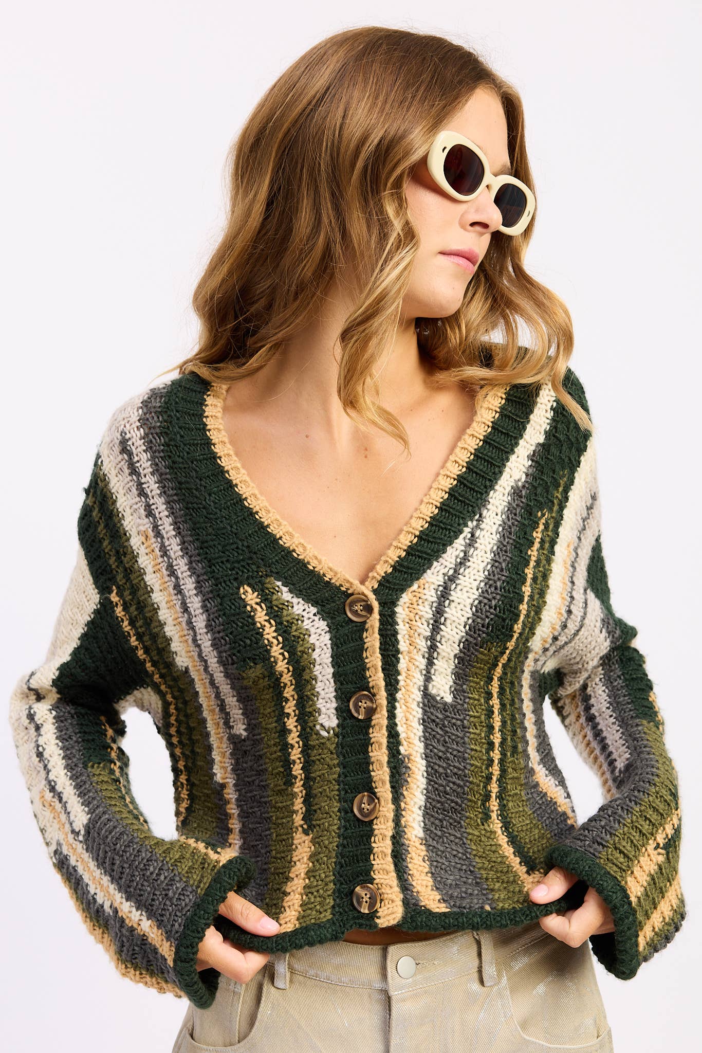 Emory Park - COLOR MIXED CARDIGAN TOP