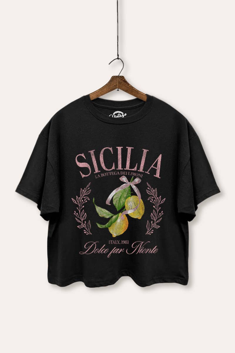 SICILIA LEMON BOXY CROP T-SHIRT