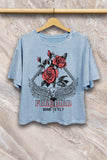 ROBIN EGG BLUE Free Bird - Mineral Washed Long Crop Top