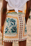 Vacation Print Asymmetrical Beach Mini Skirt
