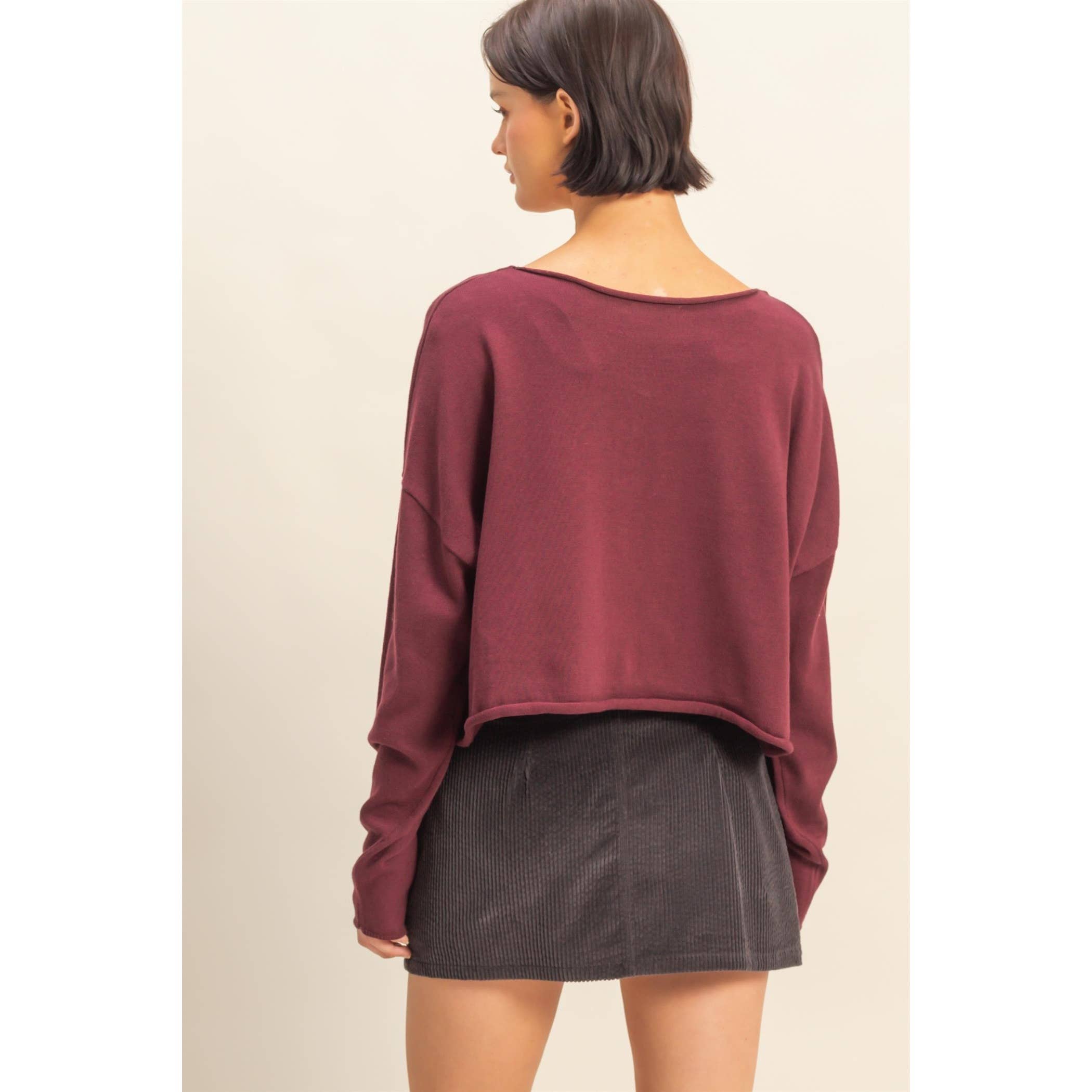 Wide Neck Drop Shoulder Relaxed Fit Sweater