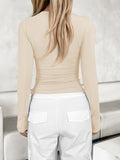 Fitted V-Neck Long Sleeve T-Shirt