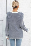 STRIPE LONG SLEEVE KNIT TOP ( Color Options)