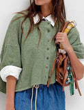 Sweetkama - Ladies Solid Color Midi Sleeves Knitted Cardigan
