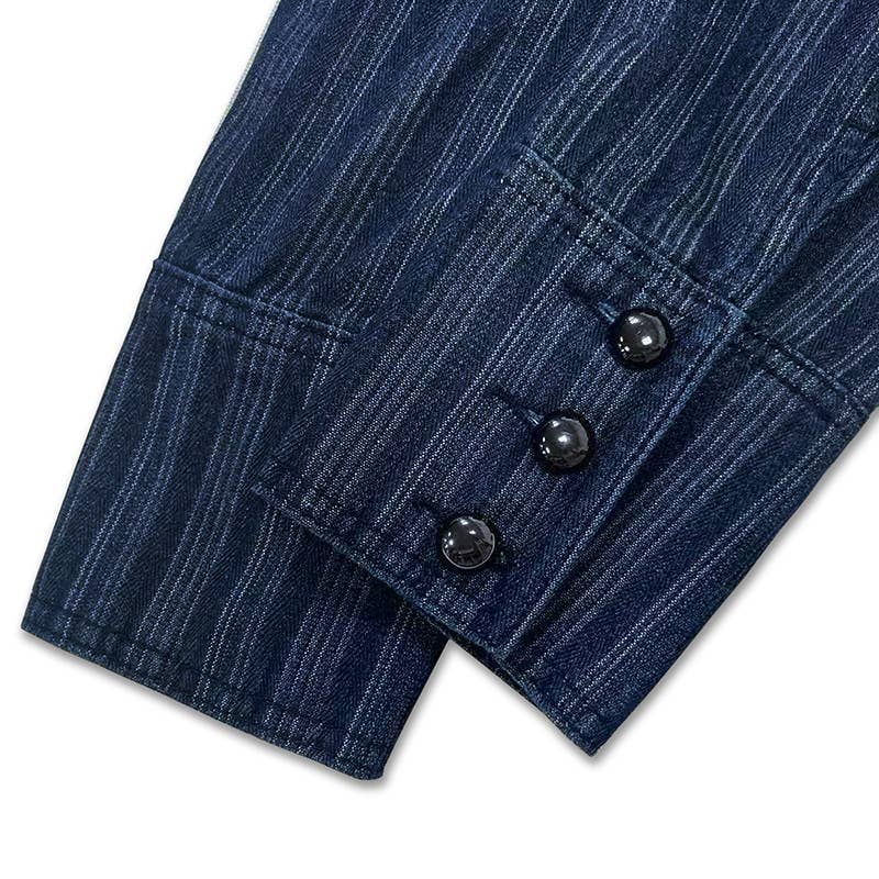Fabulous  Vintage Vibe Striped Denim Jacket DROPS OCT 10