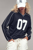 CHANNEL RETRO Varsity 07 Graphic V-Neck Jersey