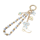 Cowboy Boot Heart Beaded Keychain / Bag Charm