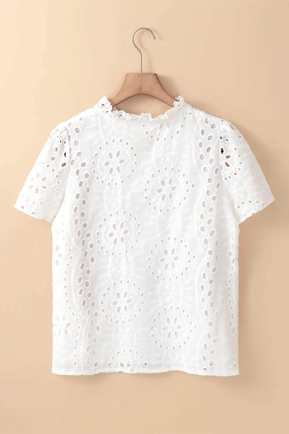 Eyelet Frill Short Sleeve Boho Spring Blouse