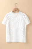 Eyelet Frill Short Sleeve Boho Spring Blouse
