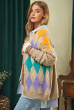 Plush Argyle Knit Cardigan (COLOR OPTIONS)