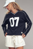 CHANNEL RETRO Varsity 07 Graphic V-Neck Jersey