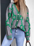 Geometric Button Down Cardigan (Color Options)