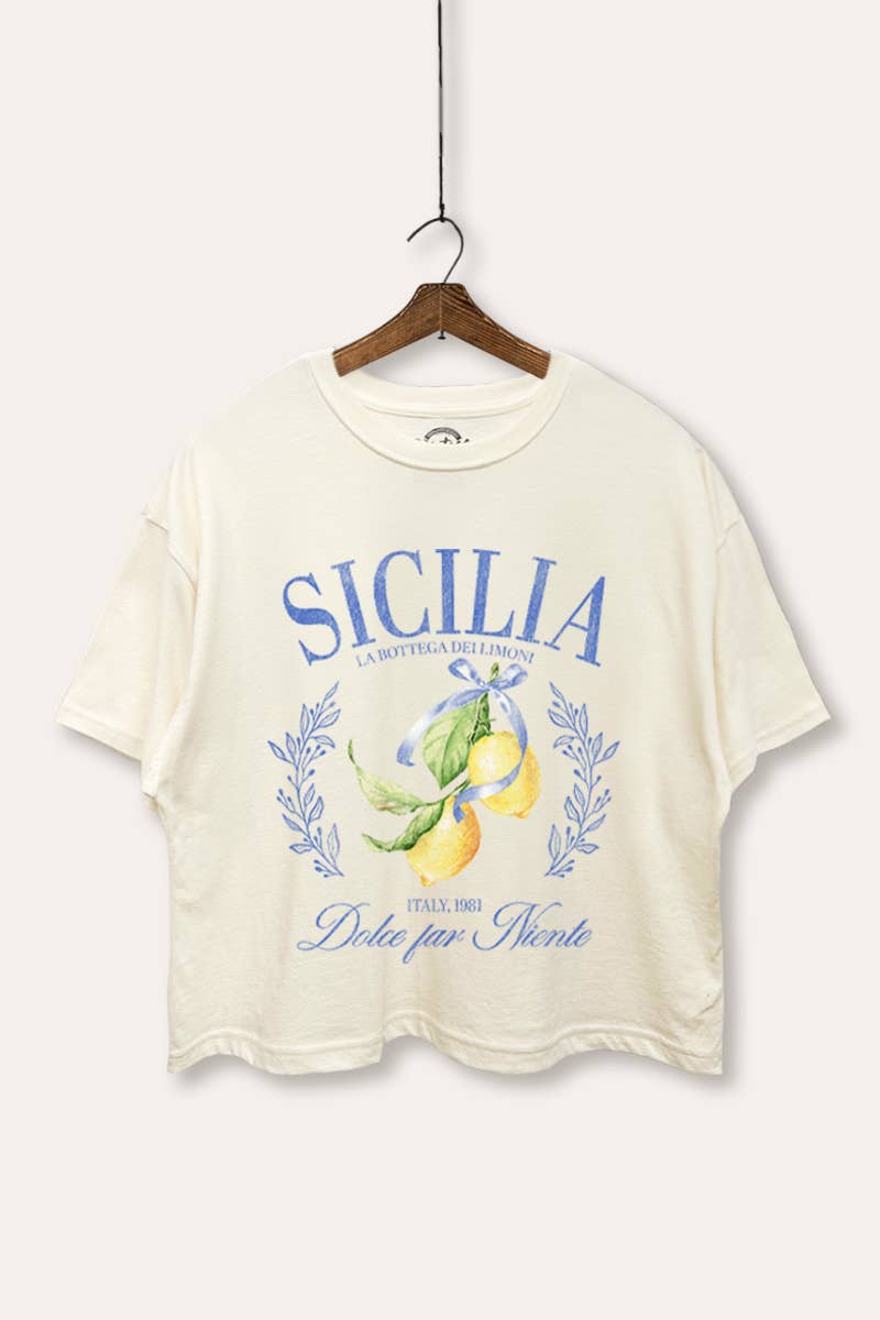 SICILIA LEMON BOXY CROP T-SHIRT