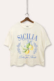 SICILIA LEMON BOXY CROP T-SHIRT