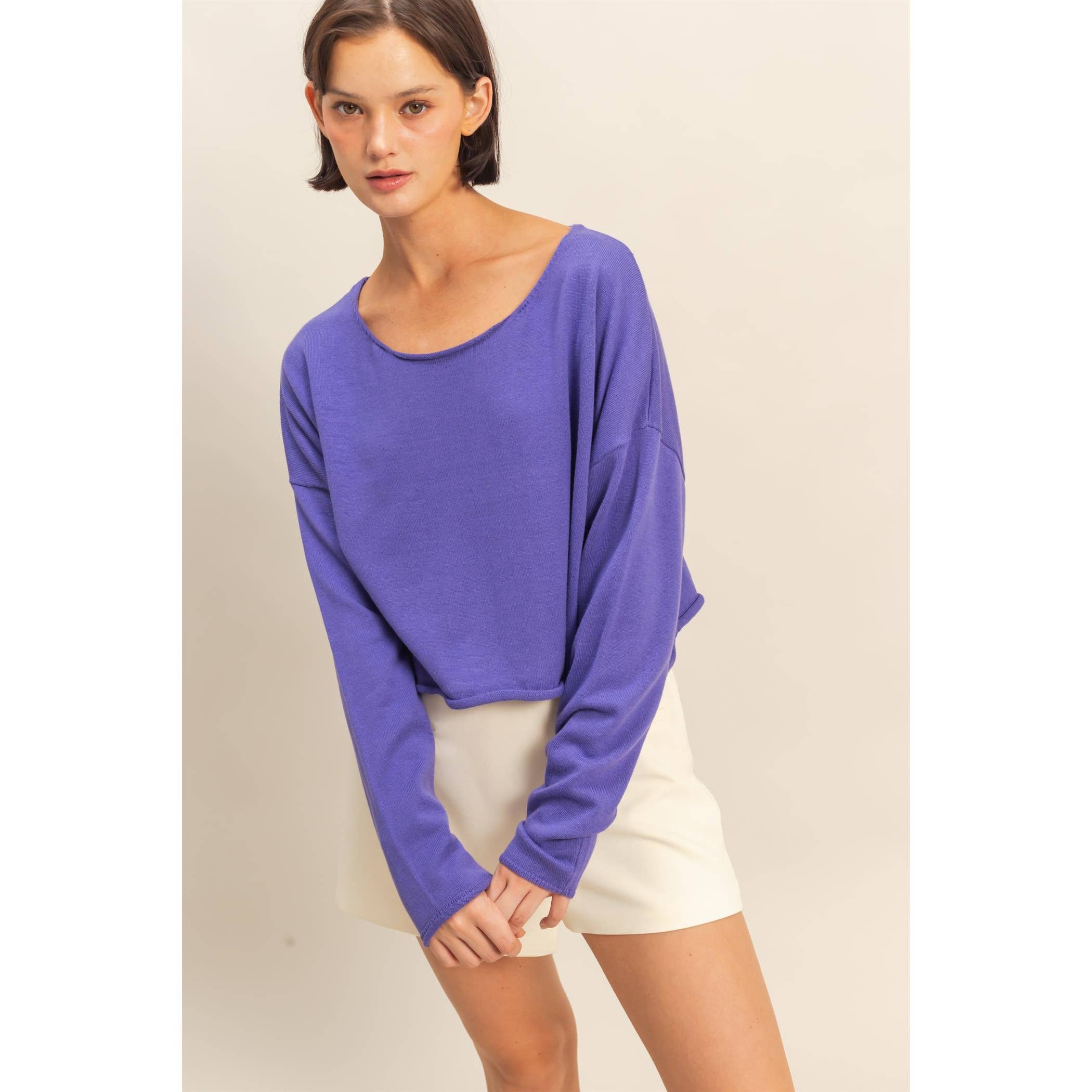 Wide Neck Drop Shoulder Relaxed Fit Sweater